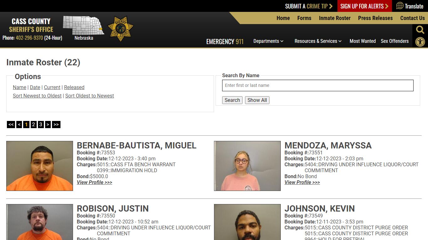 Inmate Roster (23) - Cass County NE Sheriff's Office